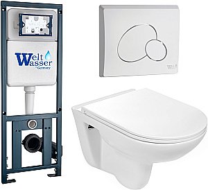 Унитаз с инсталляцией WeltWasser MARBERG 410 + BAARBACH 004 GL-WT + MAR 410 RD GL-WT купить в интернет-магазине Sanbest