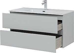 Тумба с раковиной Aquanet Алвита New 277520 100 серый для ванной в интернет-магазине Sanbest