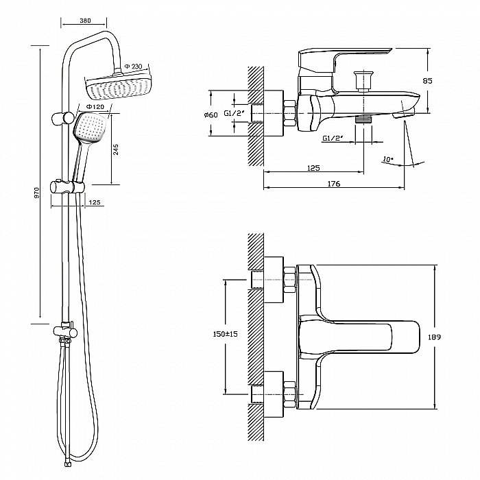 Душевая система Orange Merci M13-944cr хром купить в интернет-магазине сантехники Sanbest