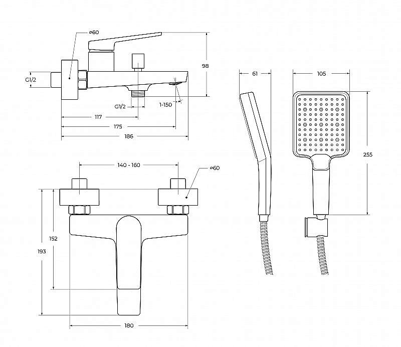 Смеситель для ванны и душа BelBagno ARDENTE-VASM-CRM хром купить в интернет-магазине сантехники Sanbest