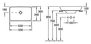 Раковина накладная Villeroy&Boch Venticello 55 41135501 альпийский белый купить в интернет-магазине Sanbest