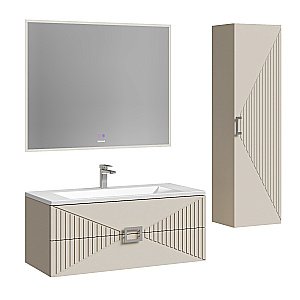 Тумба с раковиной подвесная Grossman ЛУКСОР 100 с 2-я ящ, бежевая матовая для ванной в интернет-магазине Sanbest