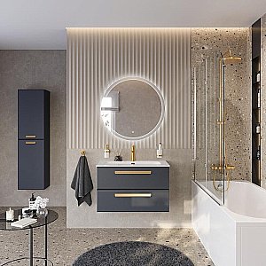 Тумба с раковиной Cezares ECO-CER-N 80 ECO-CER-N-800-2C-SO-GR-P графит для ванной в интернет-магазине Sanbest