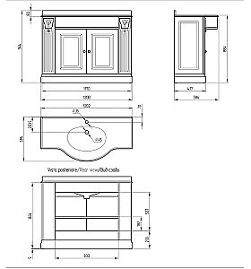 Тумба с раковиной Migliore Ravenna 120 Avorio Dorato для ванной в интернет-магазине Sanbest