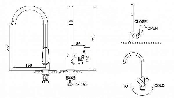 Смеситель для кухни BRAVAT Eler F7191238CP-RUS купить в интернет-магазине сантехники Sanbest