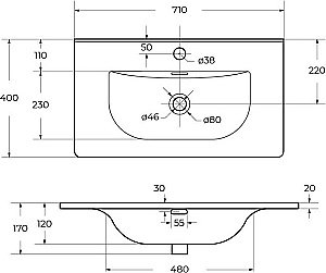 Раковина мебельная BelBagno BB-8099-3-70 белая купить в интернет-магазине Sanbest