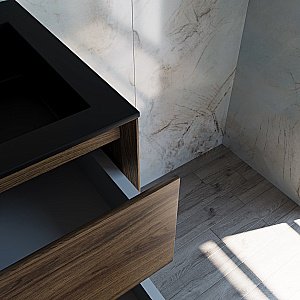 Тумба с раковиной Vincea Luka 60 VMC-2L600CO/VCB-13600B тёмный дуб/раковина черная для ванной в интернет-магазине Sanbest