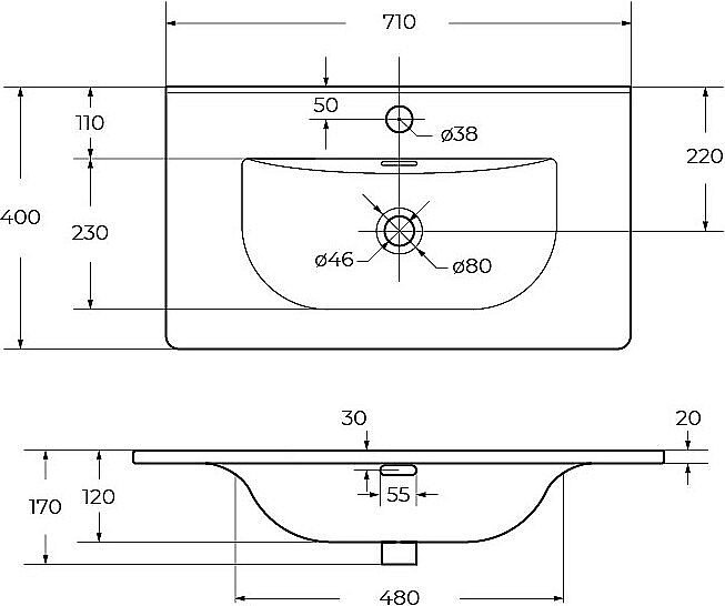 Раковина мебельная BelBagno BB-8099-3-70 белая купить в интернет-магазине Sanbest