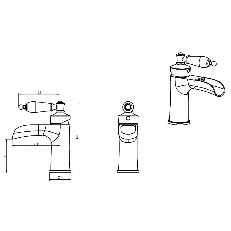 Смеситель для раковины Boheme Vogue Crystal 201-CRST бронза купить в интернет-магазине сантехники Sanbest