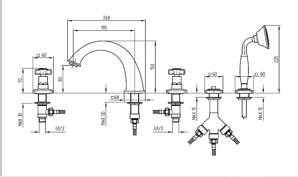 Смеситель для ванны и душа Migliore Korona 28492 купить в интернет-магазине сантехники Sanbest