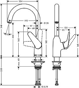 Смеситель для кухни Hansgrohe Focus M42 220 71802800 купить в интернет-магазине сантехники Sanbest