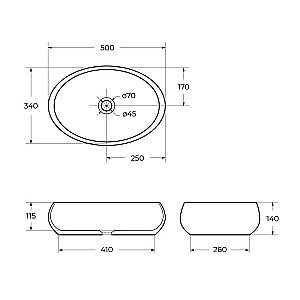 Раковина накладная BelBagno 50 BB1085 белая купить в интернет-магазине Sanbest