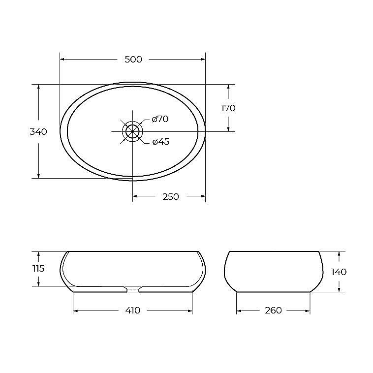 Раковина накладная BelBagno 50 BB1085 белая купить в интернет-магазине Sanbest