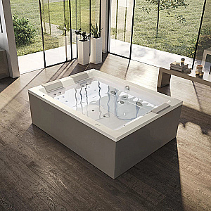 Гидромассажная ванна Jacuzzi Sharp Extra 200х150 SHA401E0A00 со смесителем, Rainbow+ Clean System, белая купить в интернет-магазине Sanbest