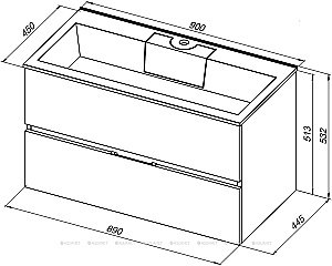Тумба с раковиной Aquanet Алвита 240111 90 серый антрацит для ванной в интернет-магазине Sanbest