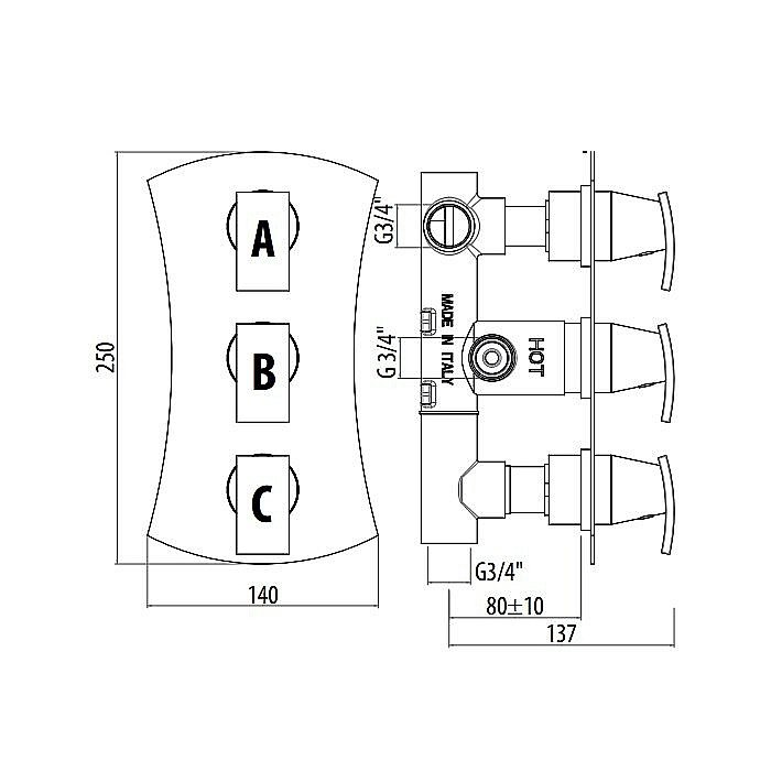 Смеситель для душа Gattoni Termostatici TS994/41C0cr купить в интернет-магазине сантехники Sanbest