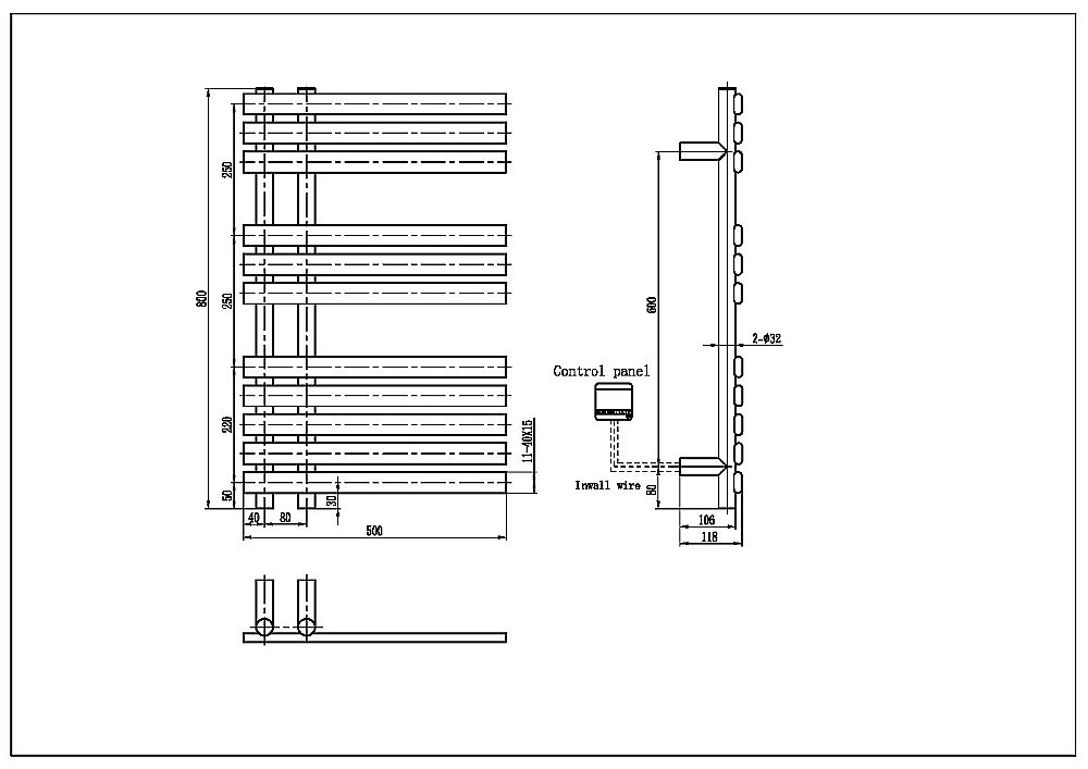 Полотенцесушитель электрический Boheme Venturo 723-GM оружейная сталь матовая купить в интернет-магазине сантехники Sanbest
