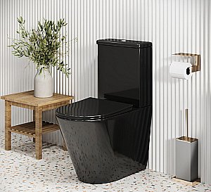 Унитаз Grossman Color GR-4480BS безободковый, с крышкой микролифт, с бачком, черный глянцевый купить в интернет-магазине Sanbest