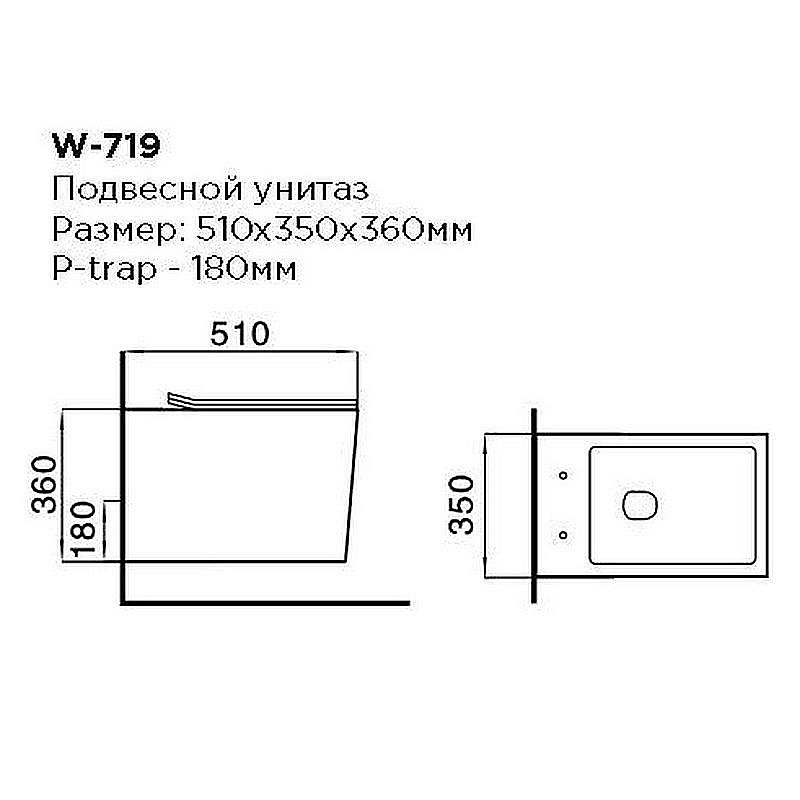 Унитаз подвесной Black&White Universe W-719 белый, безободковый купить в интернет-магазине Sanbest