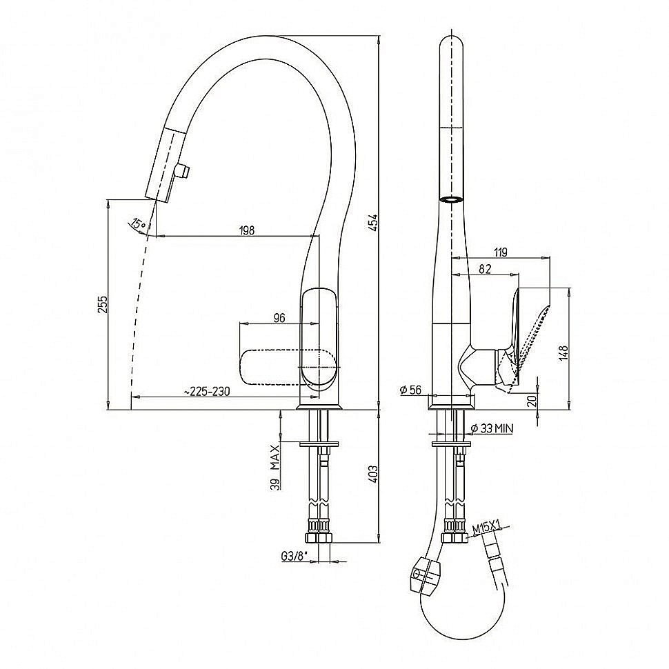 Смеситель для кухни PAINI Nove 09CR591D хром купить в интернет-магазине сантехники Sanbest