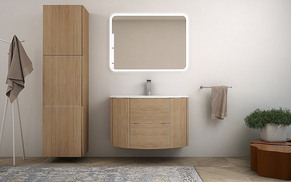 Тумба с раковиной Cezares Eden 121 Rovere tabacco для ванной в интернет-магазине Sanbest