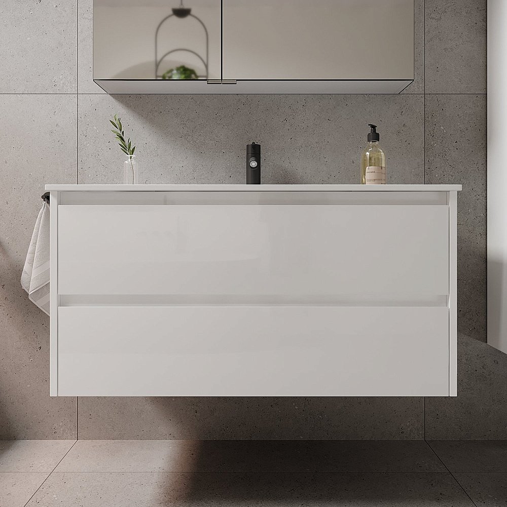 Тумба с раковиной Sancos Libra LB100W белый глянец для ванной в интернет-магазине Sanbest