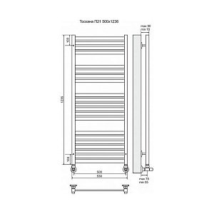 Полотенцесушитель водяной Terminus Тоскана П21 500x1236 купить в интернет-магазине сантехники Sanbest