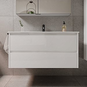 Тумба с раковиной Sancos Libra LB100W белый глянец для ванной в интернет-магазине Sanbest