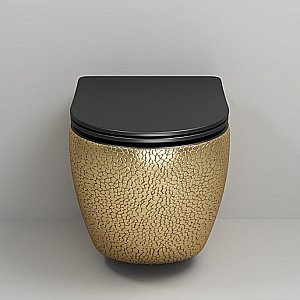 Унитаз подвесной Grossman Color GR-4411GBLS безободковый, с крышкой микролифт, золото/декор купить в интернет-магазине Sanbest