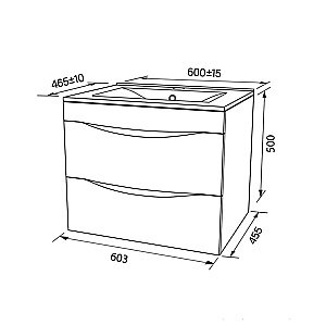 Тумба с раковиной Iddis Cloud CLO60B0i95K 60 белая матовая/черный мрамор для ванной в интернет-магазине Sanbest