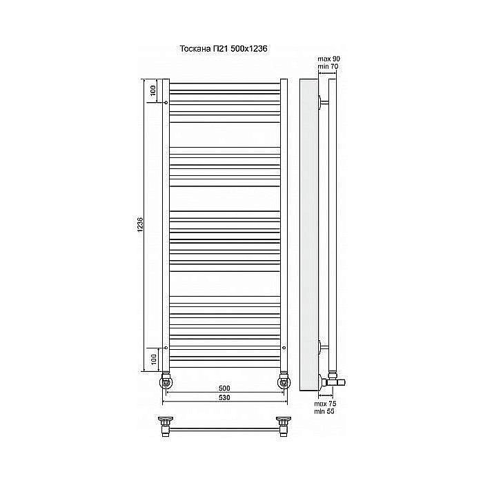Полотенцесушитель водяной Terminus Тоскана П21 500x1236 купить в интернет-магазине сантехники Sanbest