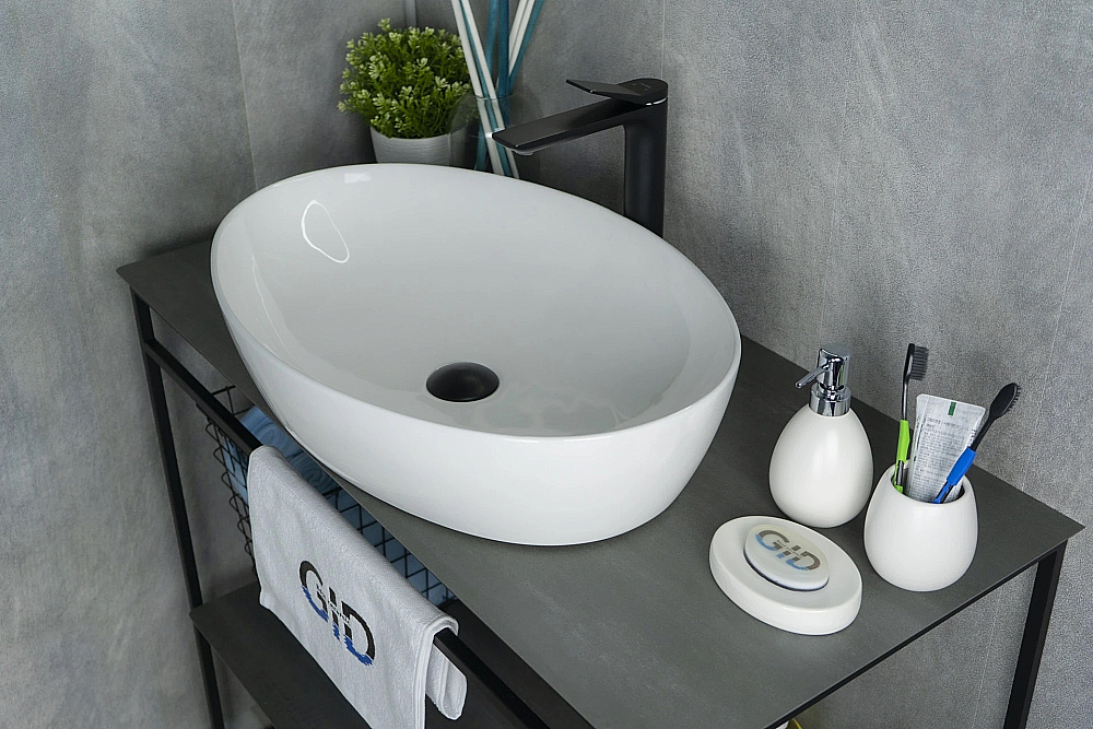 Раковина накладная Gid Lago 61 N9433 51148 белая купить в интернет-магазине Sanbest