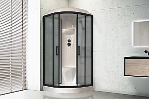Душевая кабина Royal Bath RB 100HK6-GC-BL 100x100 стекло матовое/профиль черный купить в интернет-магазине Sanbest