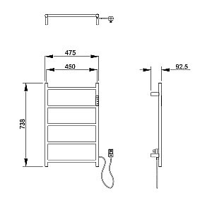 Полотенцесушитель электрический WONZON & WOGHAND BONN, Темный графит (WW-AL405-GM) купить в интернет-магазине сантехники Sanbest