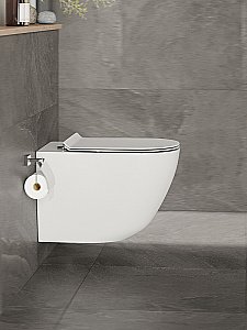 Унитаз подвесной Orange CI07-150W+APB100 безободковый, с крышкой микролифт, с инсталляцией, белый/кнопка хром купить в интернет-магазине Sanbest