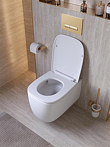 Унитаз подвесной Cezares COMFORT CZR-380-TH-TOR/SC белый, безободковый, с крышкой микролифт, слив торнадо купить в интернет-магазине Sanbest