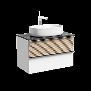 Тумба с раковиной Sancos DELTA 80 со столешницей, дуб светлый/белая для ванной в интернет-магазине Sanbest