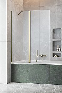 Шторка для ванны Radaway Nes Brushed Gold PND II 130 стекло прозрачное/профиль брашированное золото купить в интернет-магазине Sanbest