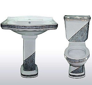 Раковина с пьедесталом Creavit Klasik 66 KL250.000I0 белая с декором DIAG./GRI купить в интернет-магазине Sanbest