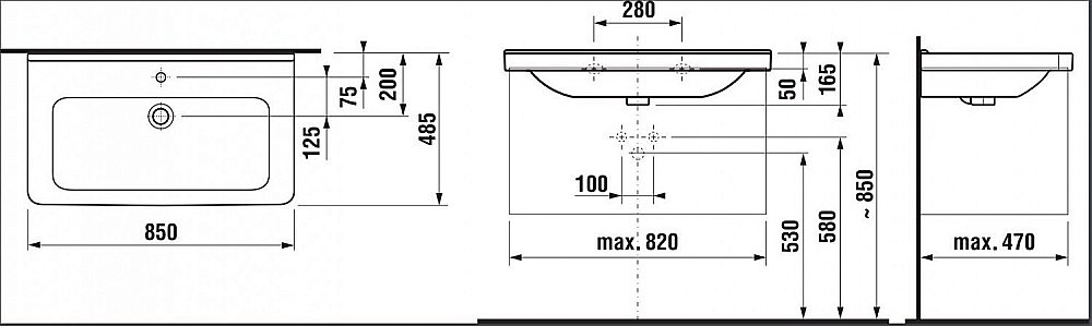 Раковина на полупьедестале Jika Cubito 85 купить в интернет-магазине Sanbest