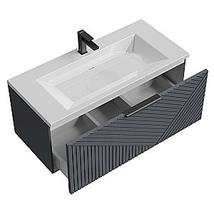 Тумба с раковиной подвесная Grossman БЛИСС 100 с 1 ящ, графит матовая для ванной в интернет-магазине Sanbest