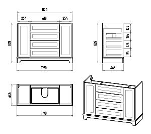 Тумба с раковиной Misty Ларго -120 П-Лар-07120-01-3Я белая матовая для ванной в интернет-магазине Sanbest