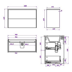 Тумба с раковиной La Fenice Tesoro 100 FNC-01-TES-PB-100-2 платиновый белый для ванной в интернет-магазине Sanbest