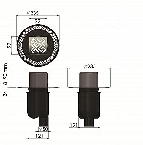 Душевой трап прямой Berges Platz Antik 10х10 090060 матовый хром купить в интернет-магазине Sanbest