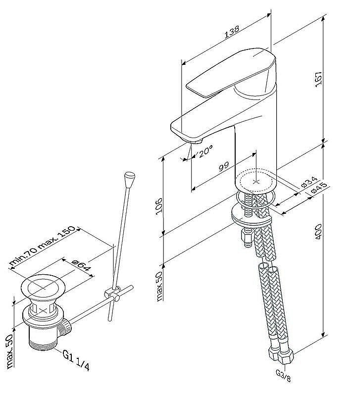 Смеситель для раковины AM.PM Gem F90A82100 купить в интернет-магазине сантехники Sanbest