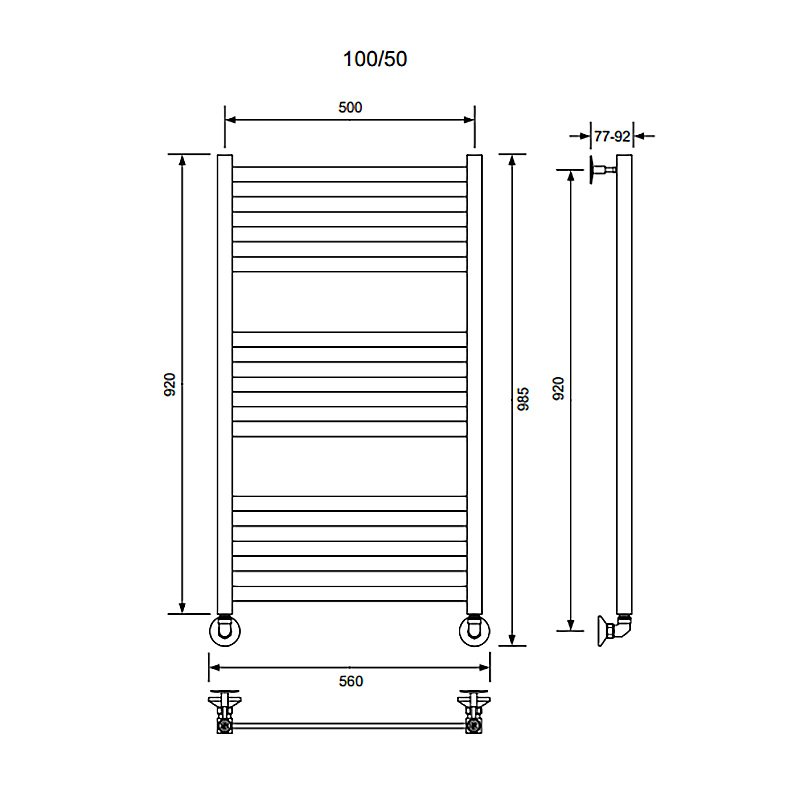Полотенцесушитель водяной Veconi Vero-B V10050GR-B графит купить в интернет-магазине сантехники Sanbest