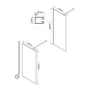 Душевое ограждение Vincea Walk-In 110 VSW-1H110CGB стекло тонированное/профиль черный купить в интернет-магазине Sanbest