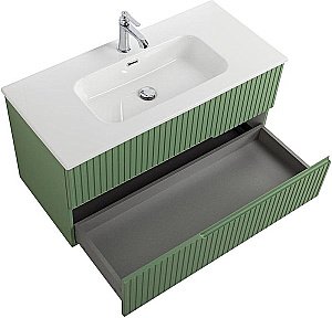 Тумба с раковиной Cezares DUET-N 100 DUET-N-1000-2C-SO-PS-P фисташковый софт для ванной в интернет-магазине Sanbest