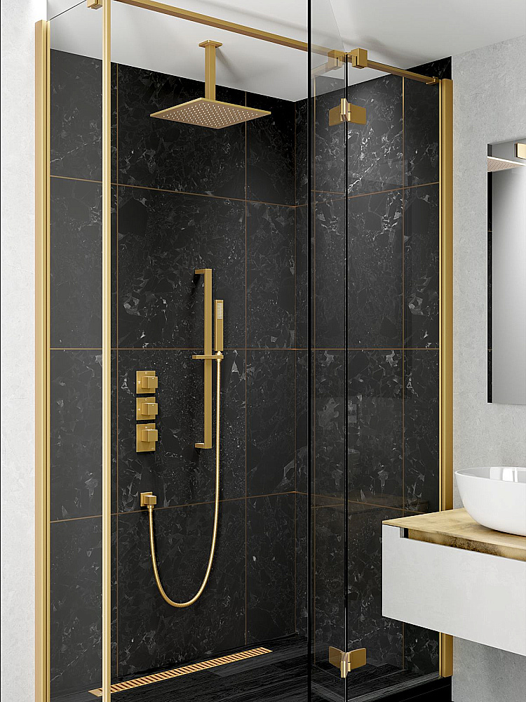 Душевая система встроенная с термостатом Timo Selene SX-2229/17SM золото матовое купить в интернет-магазине сантехники Sanbest