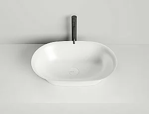 Раковина накладная Salini MONA 110811G 60 из искусственного камня S-Sense, белая глянцевая купить в интернет-магазине Sanbest